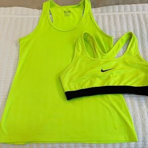 Nike Dri Fit tank and sports bra.  Size small.  Great condition.